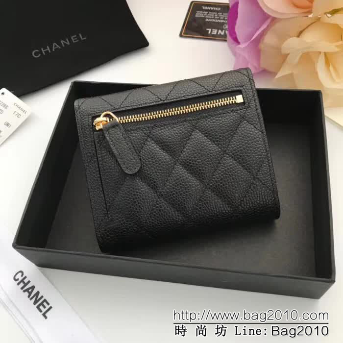 CHANEL香奈兒 海外原單 進口顆粒壓花牛皮 女款短錢夾 A82288  DJC2486